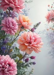 Luscious blooms, watercolor wash, vibrant hues,  bloom,  design
