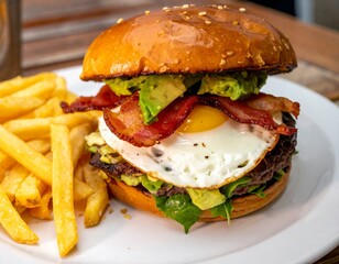 エッグベーコン入りハンバーガー