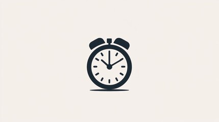 Simple alarm clock icon, flat style, time management, suitable for app icon