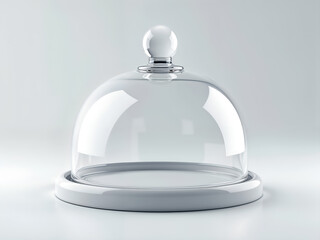 Transparent glass cloche dome cover isolated on white background. Generative AI