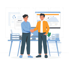 businessman shaking hands and cooperation company design illustration flat