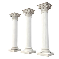 Elegant White Marble Columns Architectural Design Elements on Transparent background