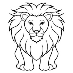 Obraz premium Majestic Lion Outline Illustration . Black and White Animal Drawing