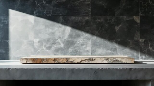 Modern dark gray limestone texture background illuminated by white light on an empty wall surface. Elegant gray concrete stone tabletop view with a seamless, rustic design.