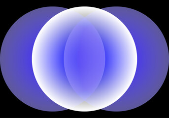 Composición abstracta en azul con círculos y elipses