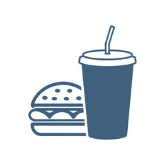 Minimal Clean Burger and Drink Icon vector design.