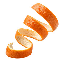 Spiral Orange Peel Fresh Citrus Twist on Transparent background