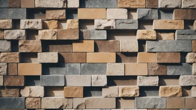 Exterior stone block flooring and wall feature.