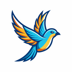 Stylish Bird in Flight Vector Silhouette Icon for White Backgrounds.