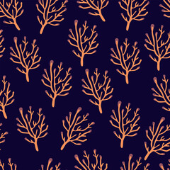 Abstract seamless pattern plant leaf silhouette. Abstract organic shapes vector illustration. Groovy flower abstract organic plant shapes art pattern.	