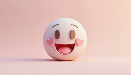 Happy 3D clay emoji with heart eyes on a pastel background  