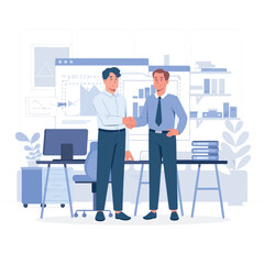 Obraz premium businessman shaking hands and cooperation flat illustration