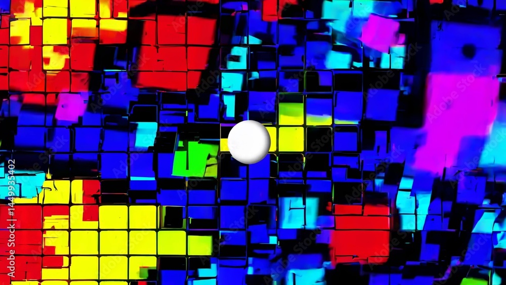 Poster colorful mosaic tiles form an abstract background with varying hues and shades, creating a visually 