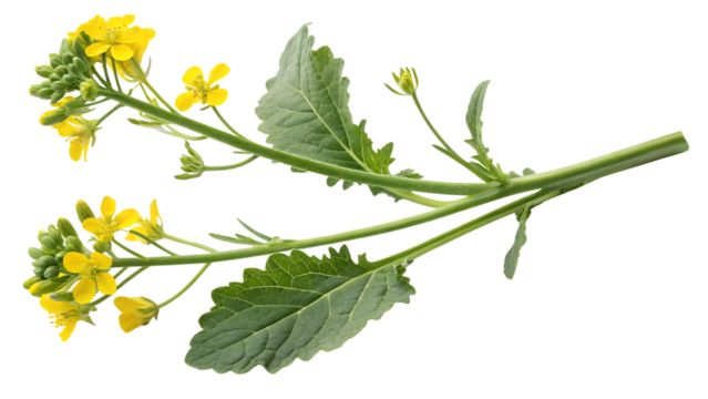 sprig of fresh rapeseed isolated on white background PNG