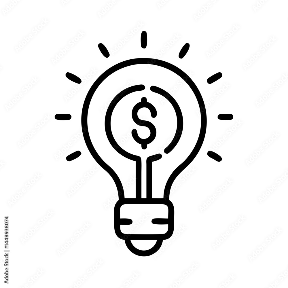 Poster lightbulb financial idea or innovation on transparent background for web and graphic design