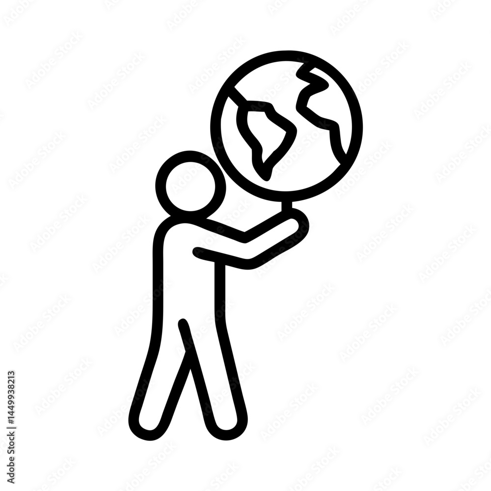 Poster man with globe global business on transparent background for web and graphic design