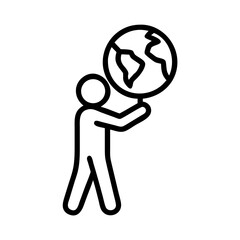 man with globe global business on transparent background for web and graphic design