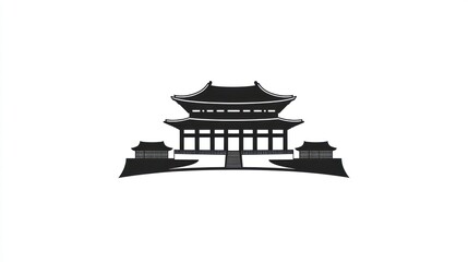 Asian Palace Silhouette Design for Background Use