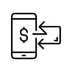 mobile money transfer on transparent background for web and graphic design
