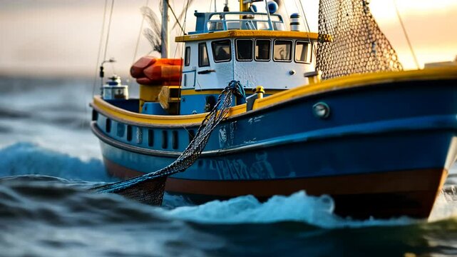 Fishing Boat Model at Sunset: A Stunning Display of Maritime Craftsmanship