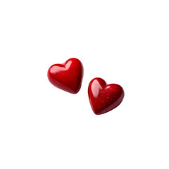 Fototapeta premium Two Red Hearts Valentines Day Love Image on Transparent background