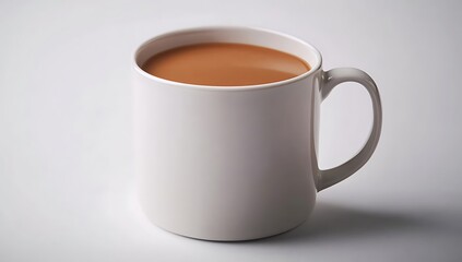 A cup of coffee, isolated on a white background, viewed from the top