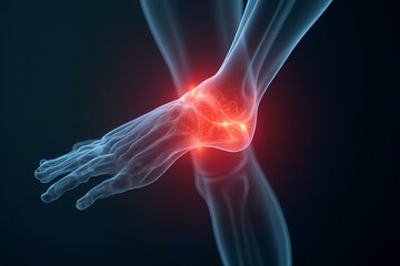 Digital display of rheumatoid arthritis in the leg for autoimmune day concept