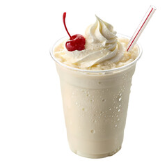 Creamy Vanilla Milkshake on Transparent background