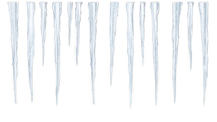 Fototapeta premium Frozen Icicle with Drips Isolated on White Transparent Background