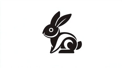 Obraz premium Simple black and white stylized rabbit illustration