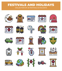 Obraz premium Collection of 25 Festivals and Holidays. A Colorful Celebration of Culture and Traditions
