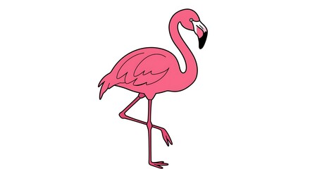Obraz premium Elegant pink flamingo standing on one leg a stylish illustration for tropical themes and designs
