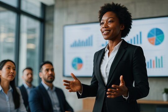 Confident professional delivering presentation.