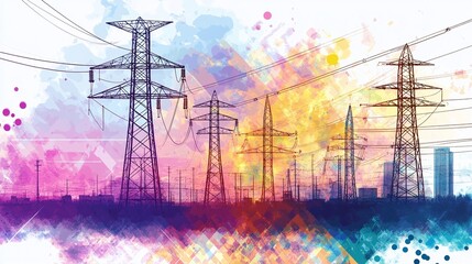 Smart grid electricity distribution dashboard forecasting clean output, isolated, PNG format, transparent background. Varient 3