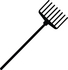 garden rake with metal tines on white background   