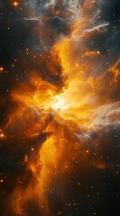 Naklejka premium Stunning cosmic cloud illuminated with vibrant colors in deep space during nighttime