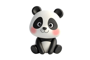 Naklejka premium Cute 3D cartoon panda with big eyes and round body, perfect for adorable animal sets, educational designs, and toddler-themed creations
