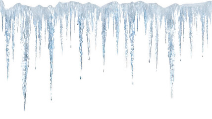 Realistic Icicle Drops Isolated on White Transparent Background
