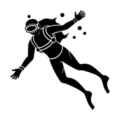 Obraz premium Scuba Diver Silhouette vector illustration