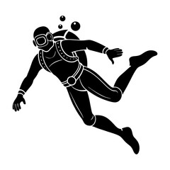Scuba Diver Silhouette vector illustration