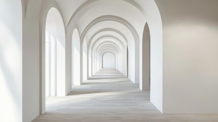 Empty, arched passageway with natural light.