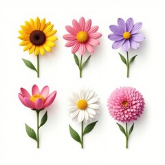 Fototapeta premium Beautiful Paper Flowers: A Collection of Six Colorful Blooms