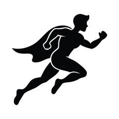 Running Superhero Silhouette style vector Design.