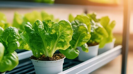 Fresh Green Lettuce Growing in Hydroponic System