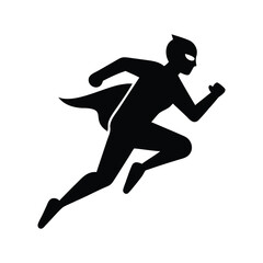 Running Superhero Silhouette style vector Design.