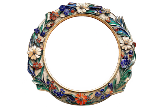 Floral decorative frame ornate design on white background