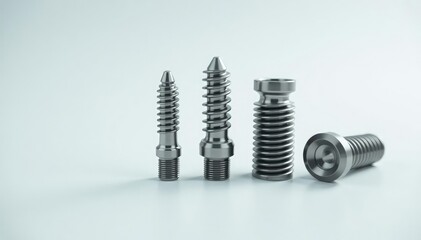 Close-up view of orthopedic implants on white background , artificial bone, hardware, implant surgery