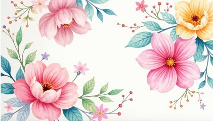 Delicate watercolor floral pattern, soft pastel shades, surface, design element, texture