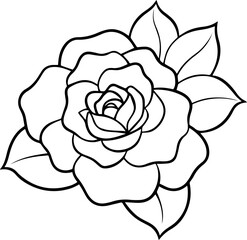 camellia flower plant outline vector illustration line art coloring book page design