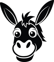 Donkey or horse head logo icon vector illustration, Donkey or horse head silhouette vector art, Donkey or horse head line art vector design